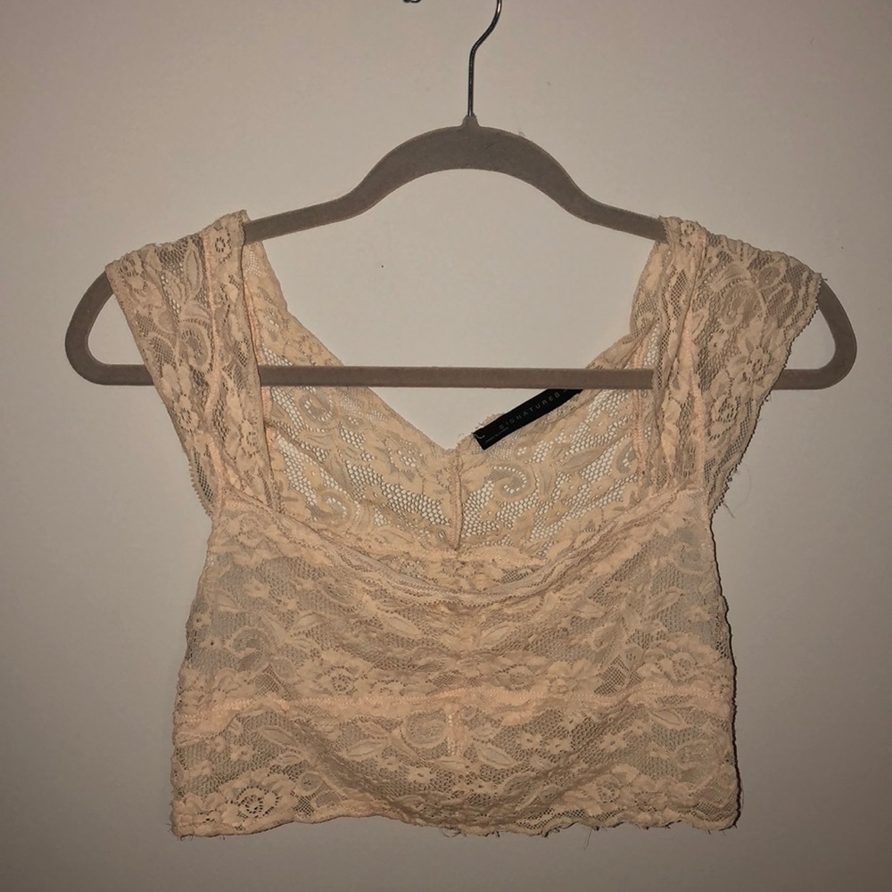 Cream lace crop top